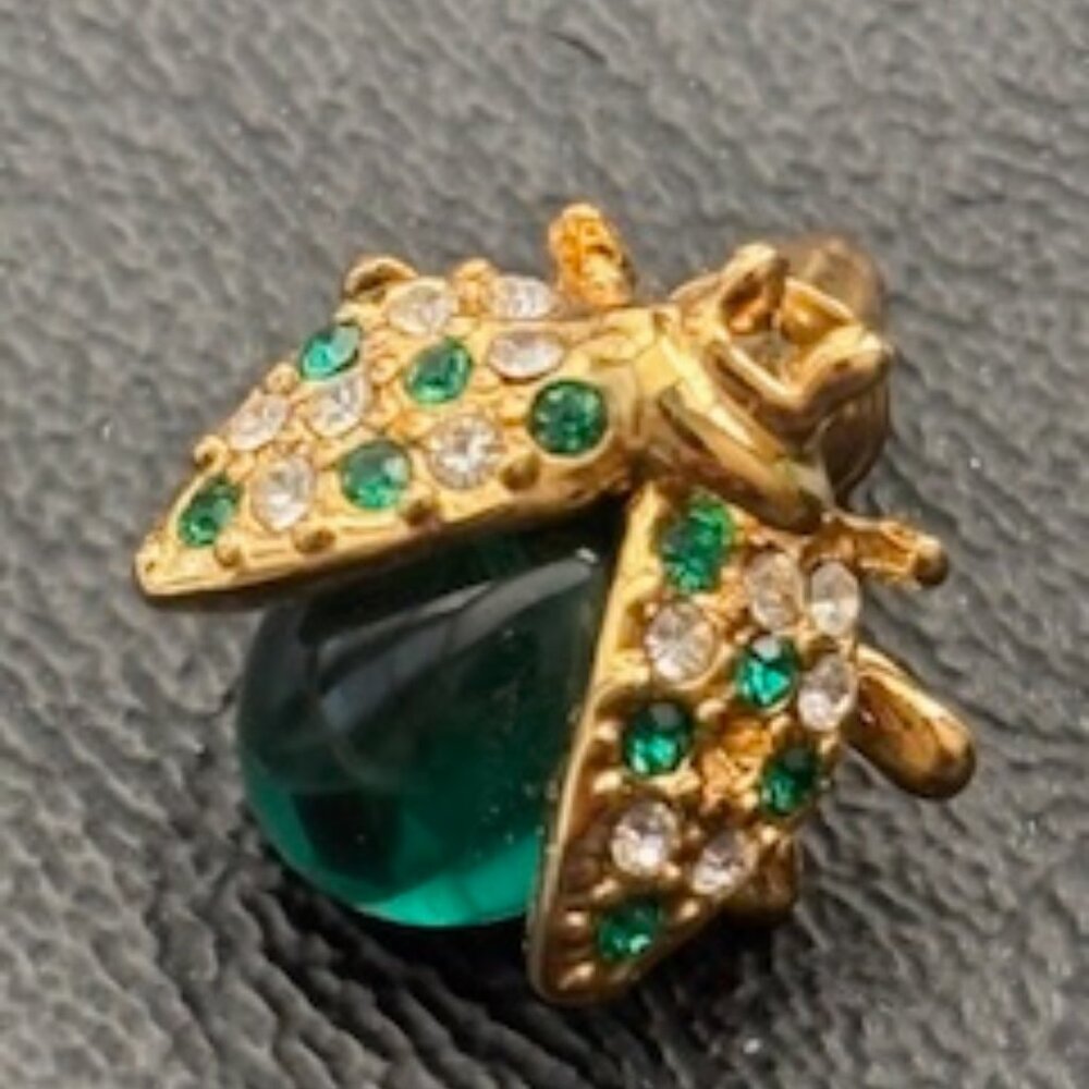 Green And Clear Rhinestone Tiny Bug - image 1